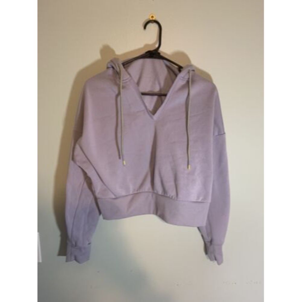 Vibre La Vie Womens Lavender Purple Cute Cropped Hoodie Size Large